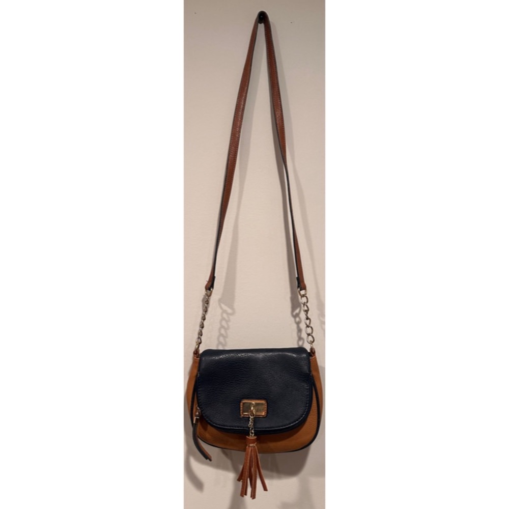 Naturalizer Blue & Tan Leather Magnetic Chained Vintage Purse